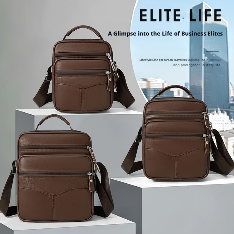 Leather Work Bag Mens - Bolsa Transversal Masculina de Couro Genuíno