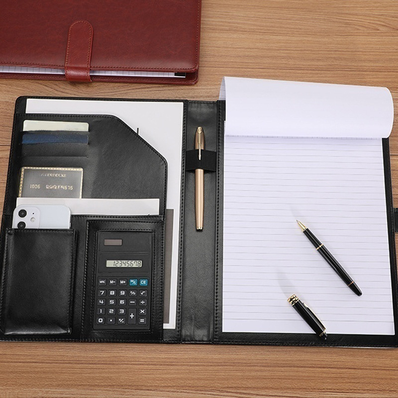 Leather Work Folder - Pasta de portfólio executivo de couro