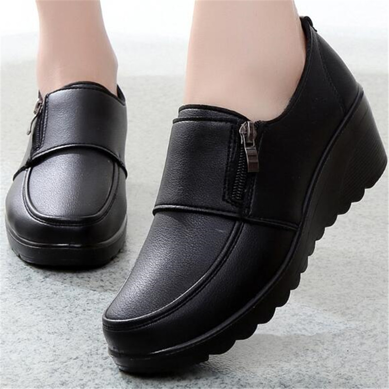 Leather Work Flats Women - Nova primavera sapatos femininos moda casual