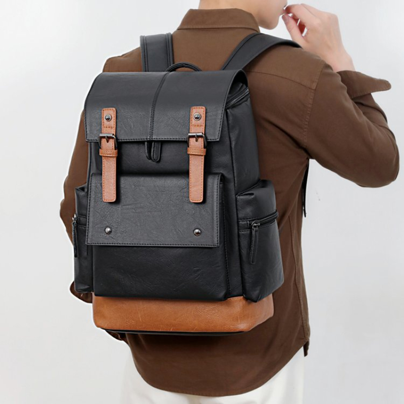 Leather Work Bag Mens - Nova Mochila de Couro Vintage para
