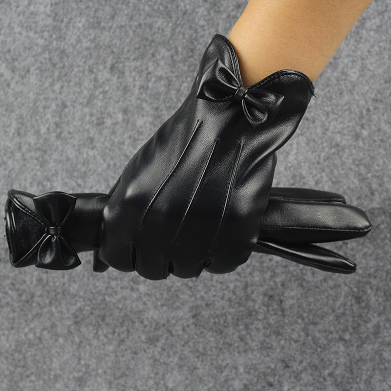 Leather Work Winter Gloves - Luvas de couro com laço preto