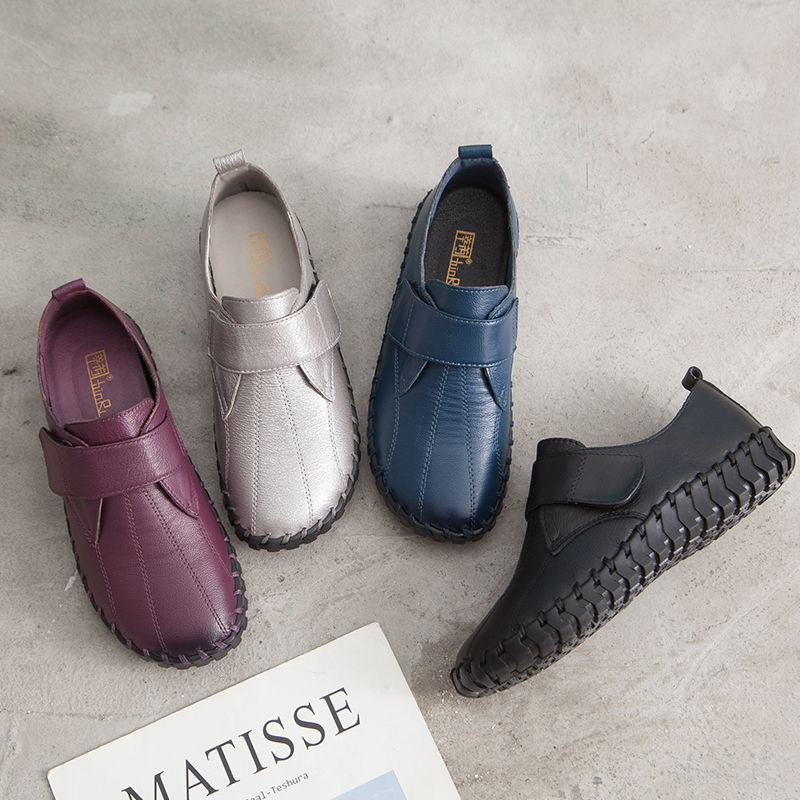 Leather Work Flats Women - Sapatilhas de couro real de luxo