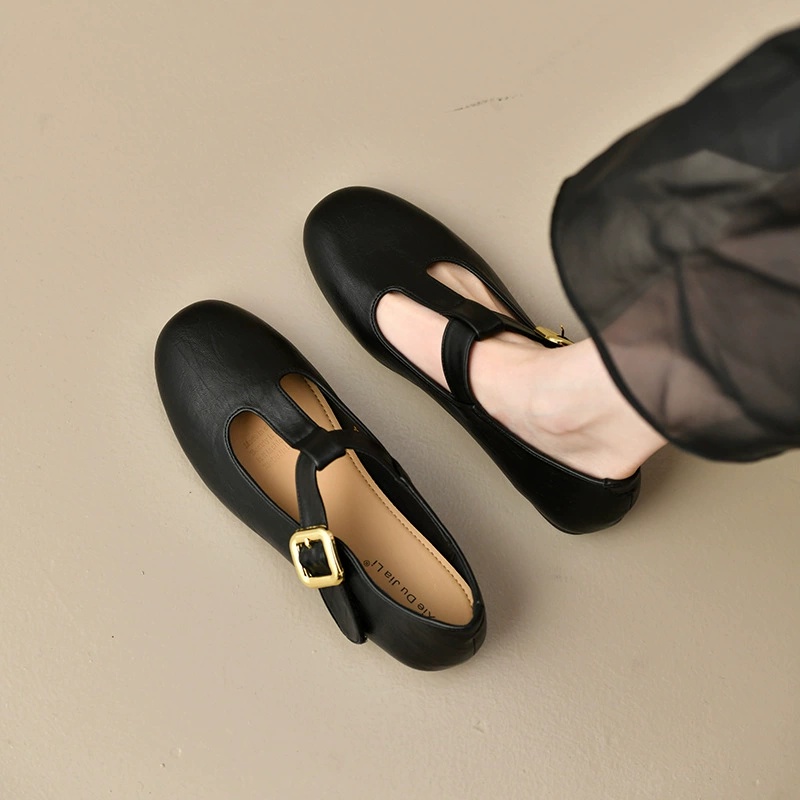 Leather Work Flats Women - Sapatos Femininos T-Strap Mary Jane em