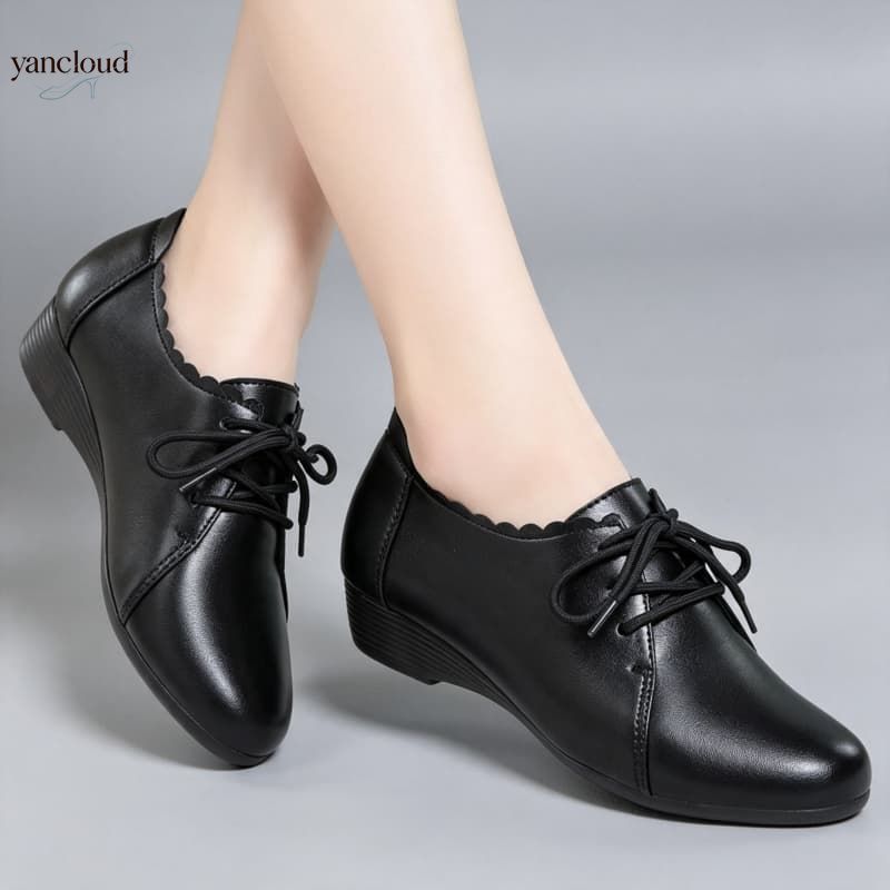 Leather Work Flats Women - Sapatos Oxford Confortáveis Tamanhos Grandes 35-43