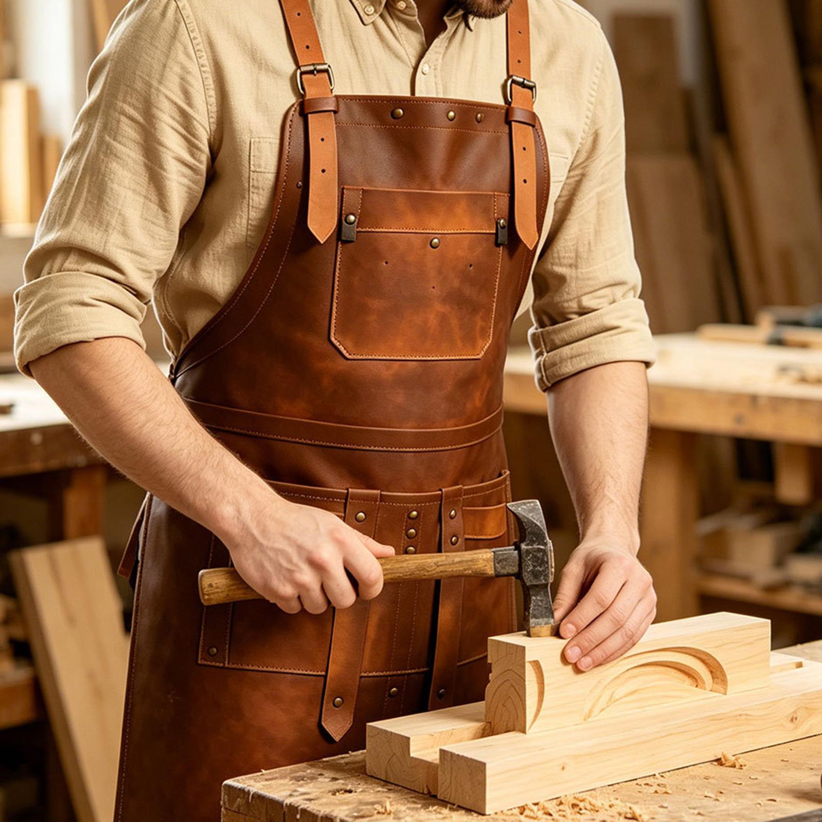 Leatherwork Apron - Avental de Couro com Múltiplos Bolsos,