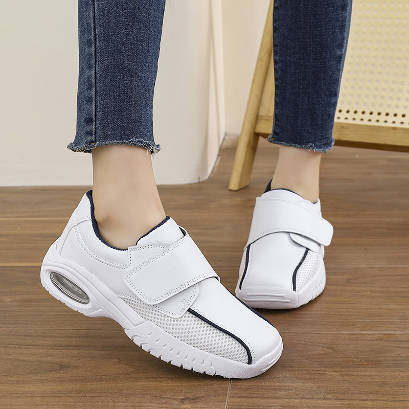 Leather Work Flats Women - Profissional puro branco sapatos de enfermagem