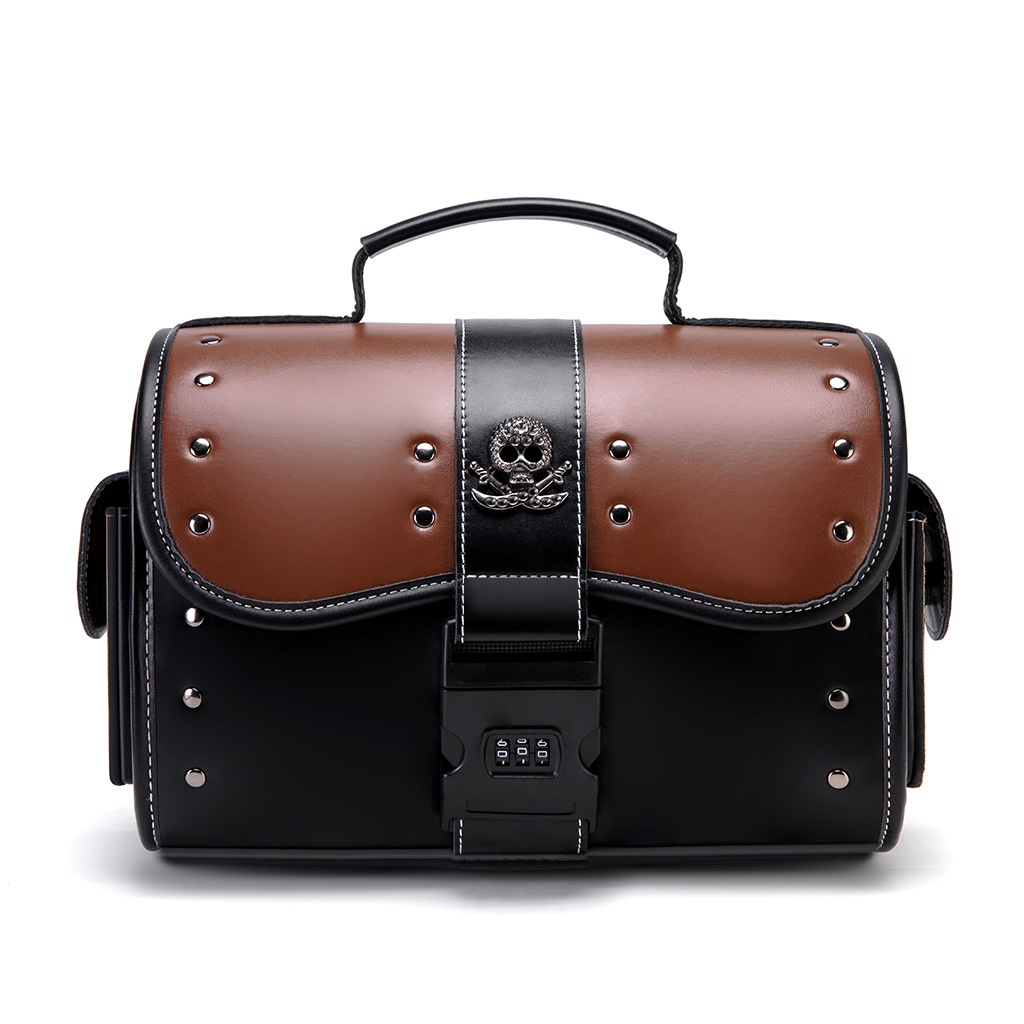 Leatherwork Rivets - Bolsa Lateral Vintage para Motocicleta com