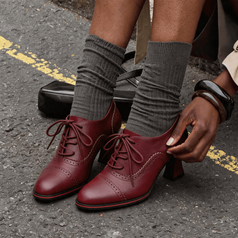 Leather Work Flats Women - Sapatos Oxford femininos de couro sintético