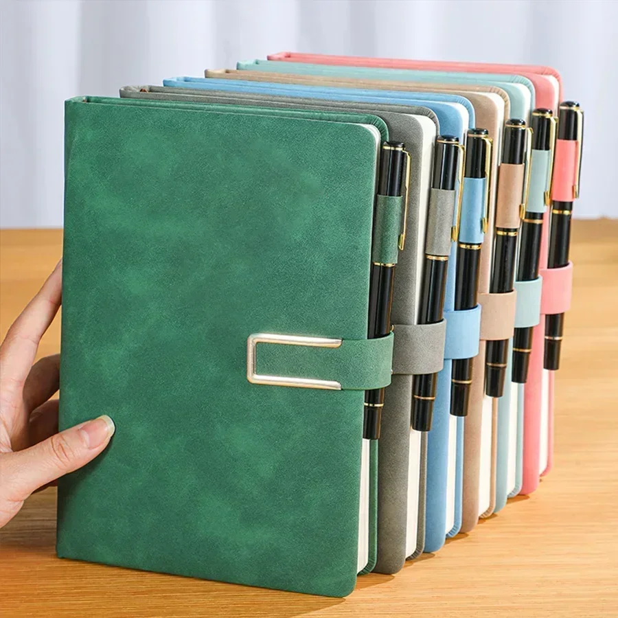 Leather Work Notepad - Caderno de couro vintage A5 com