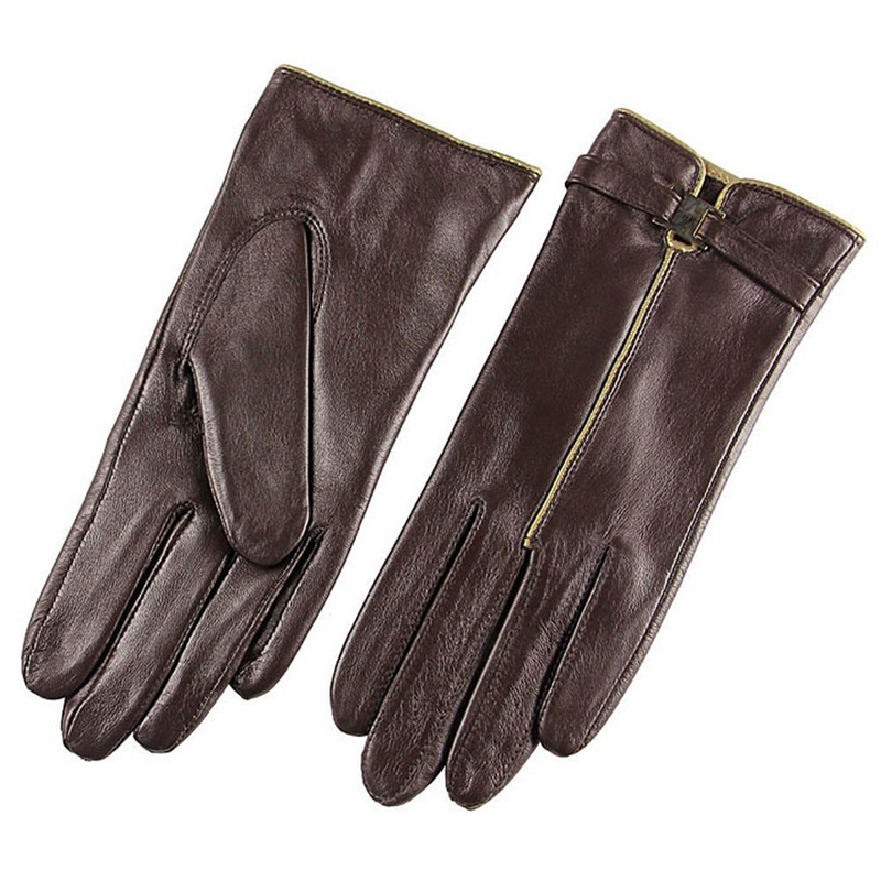 Leather Work Winter Gloves - Mulheres luvas de couro genuíno sólido