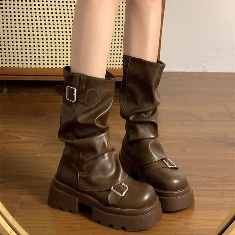 Botas Femininas Punk de Cano M - Belt Buckle Blank avaliação e preço