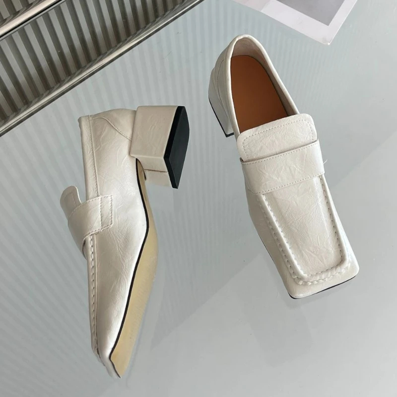 Sapatos femininos de salto gro - Leather Work Flats Women avaliação e preço