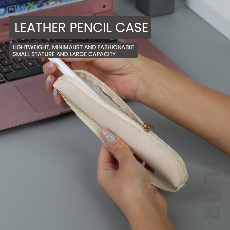 PU Couro Pen Holder com Zíper  - Leather Work Notepad avaliação e preço