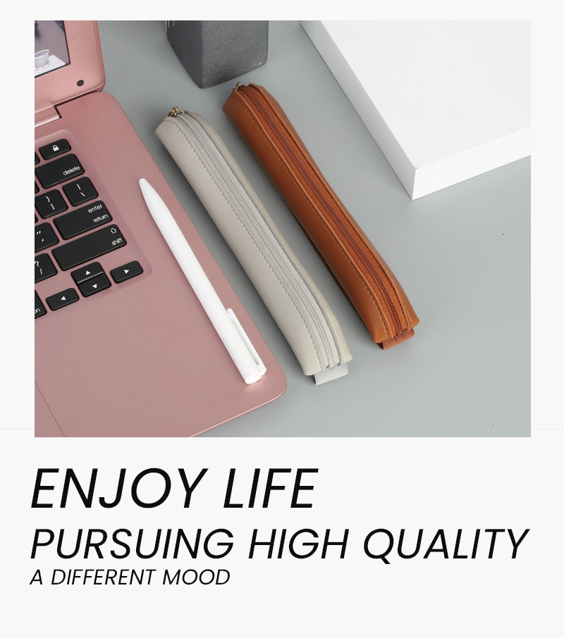 PU Couro Pen Holder com Zíper  - Leather Work Notepad avaliação e preço