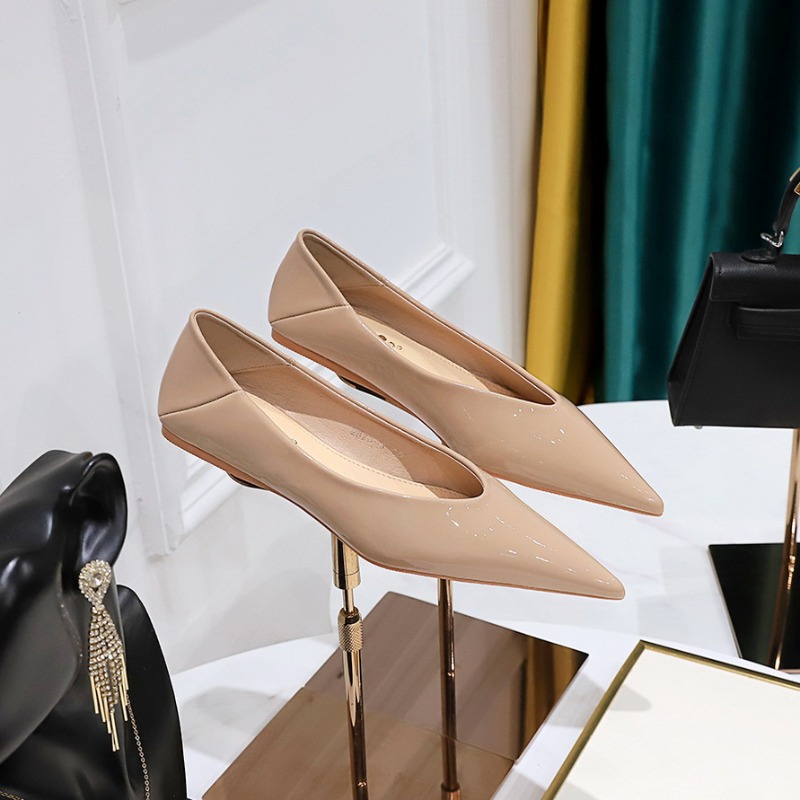 Moda feminina 1cm salto baixo  - Leather Work Flats Women avaliação e preço