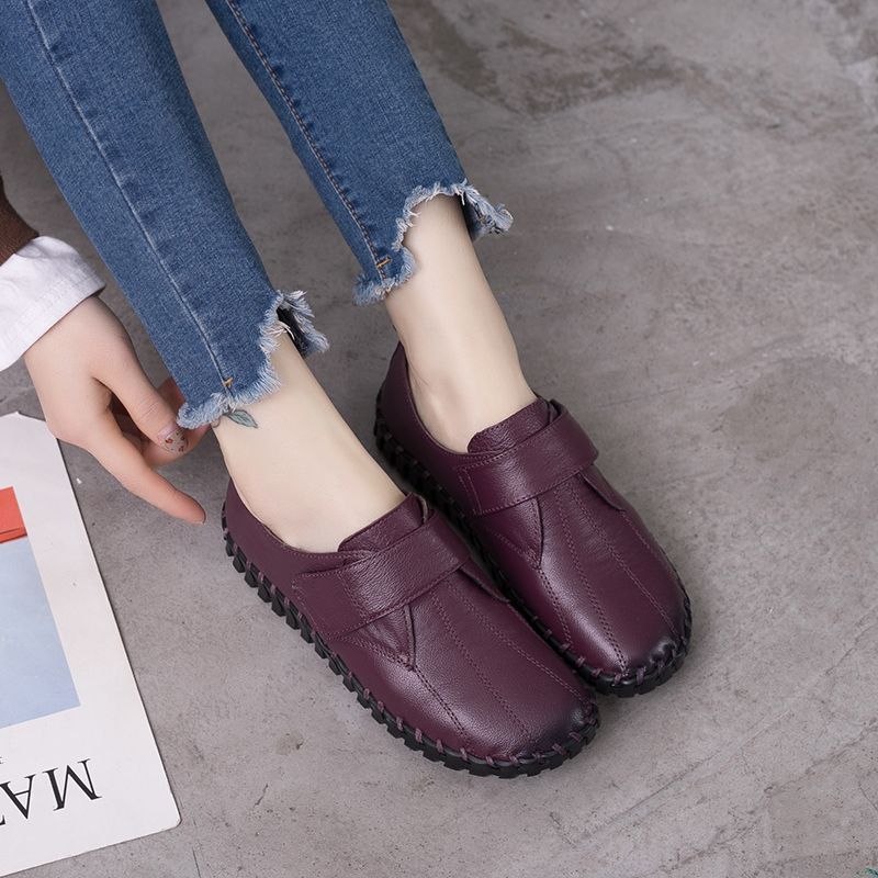 Sapatilhas de couro real de lu - Leather Work Flats Women avaliação e preço