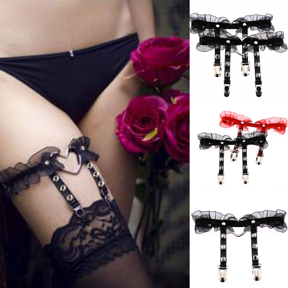 Mulheres goth couro amor liga  - Leatherwork Rivets avaliação e preço