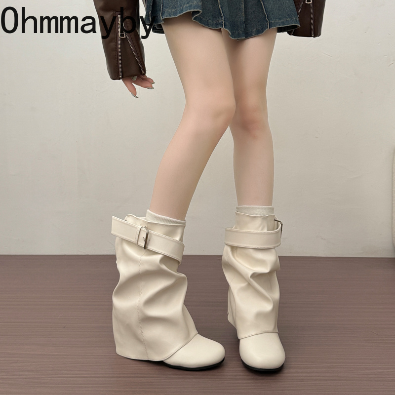Novas Botas Femininas de Couro - Belt Buckle Blank avaliação e preço