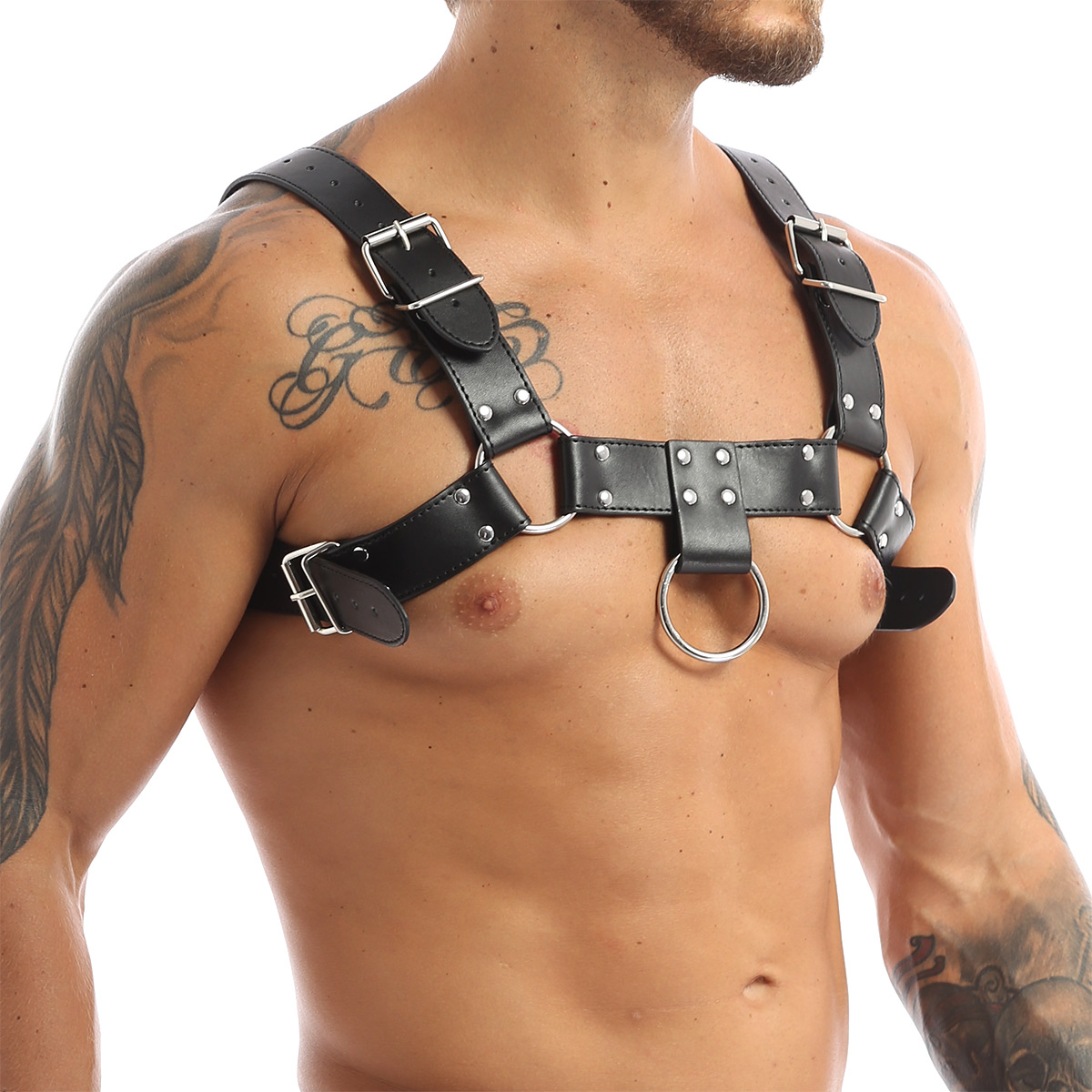 Sexy masculino arnês de couro  - Leatherwork Rivets avaliação e preço