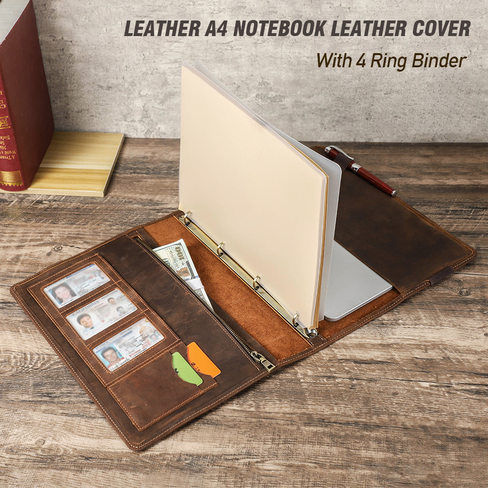 Luxo retro negócios a4 caderno - Leather Work Folder avaliação e preço
