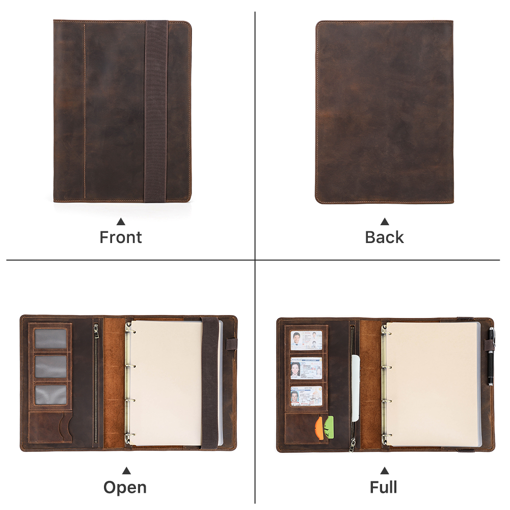 Luxo retro negócios a4 caderno - Leather Work Folder avaliação e preço
