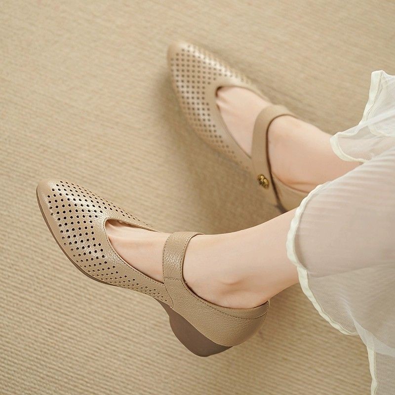 Sapatos Femininos de Verão em  - Leather Work Flats Women avaliação e preço